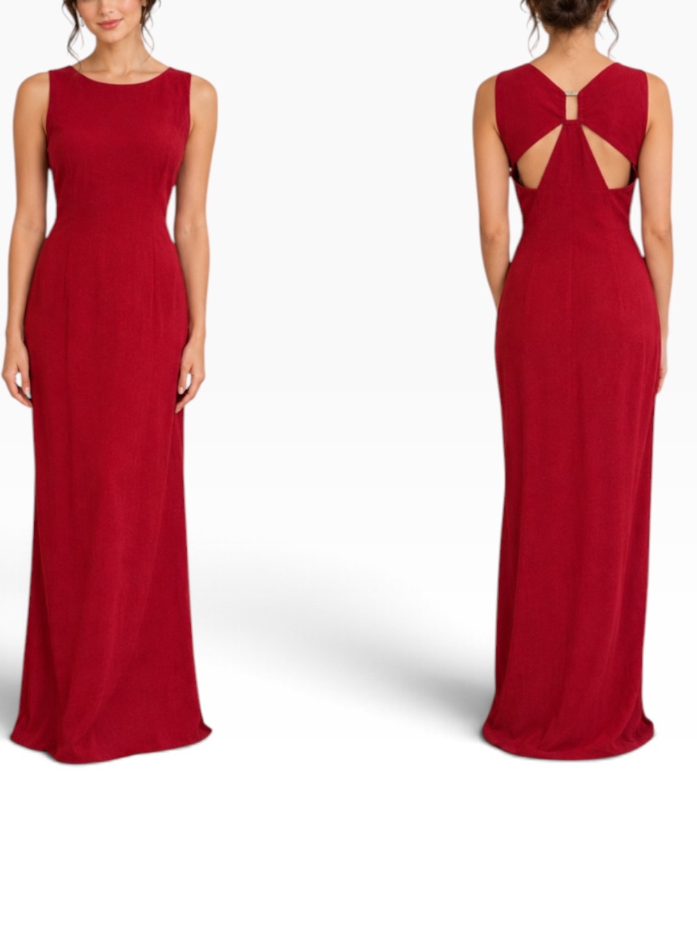Carole Little Vintage Red Linen Sleeveless Maxi Dress with Back Cutout 10